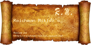 Reichman Miklós névjegykártya